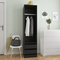 Thumbnail for Kleiderschrank mit Schubladen Schwarz 50x50x200cm Holzwerkstoff
