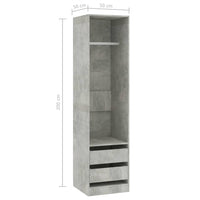 Thumbnail for Kleiderschrank Schubladen Betongrau 50x50x200cm Holzwerkstoff