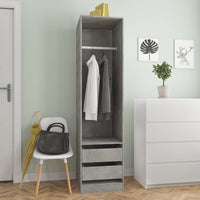 Thumbnail for Kleiderschrank Schubladen Betongrau 50x50x200cm Holzwerkstoff