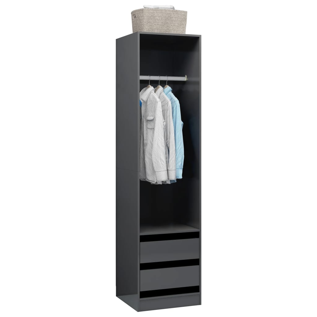 Kleiderschrank mit Schubladen Hochglanz-Grau 50x50x200 cm