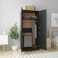 Thumbnail for Kleiderschrank Schwarz 80x52x180 cm Holzwerkstoff