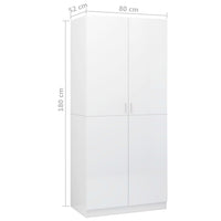 Thumbnail for Kleiderschrank Hochglanz-Weiß 80x52x180 cm Holzwerkstoff