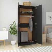 Thumbnail for Kleiderschrank Schwarz 90x52x200 cm Holzwerkstoff