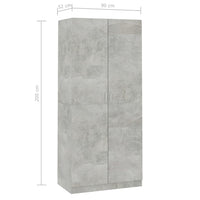 Thumbnail for Kleiderschrank Betongrau 90x52x200 cm Holzwerkstoff