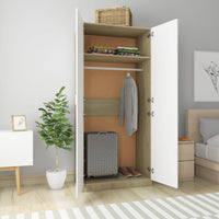 Thumbnail for Kleiderschrank Weiß Sonoma-Eiche 90x52x200 cm Holzwerkstoff