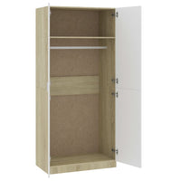 Thumbnail for Kleiderschrank Weiß Sonoma-Eiche 90x52x200 cm Holzwerkstoff