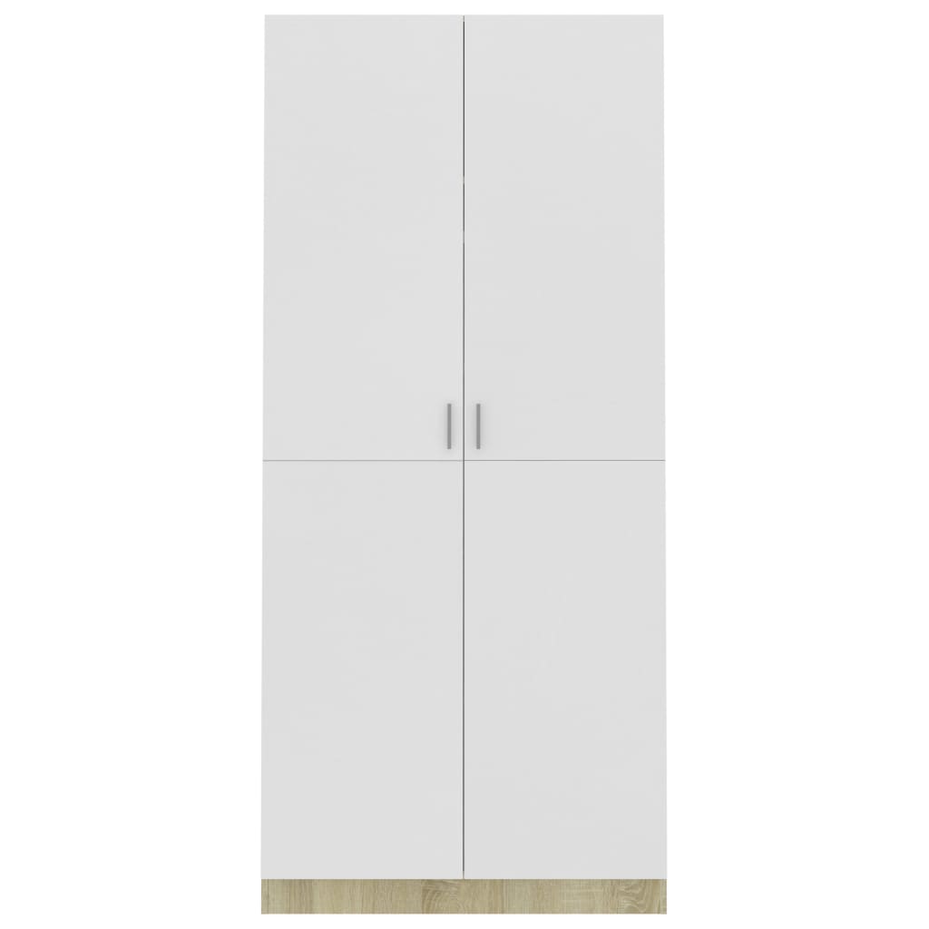 Kleiderschrank Weiß Sonoma-Eiche 90x52x200 cm Holzwerkstoff
