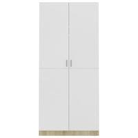 Thumbnail for Kleiderschrank Weiß Sonoma-Eiche 90x52x200 cm Holzwerkstoff
