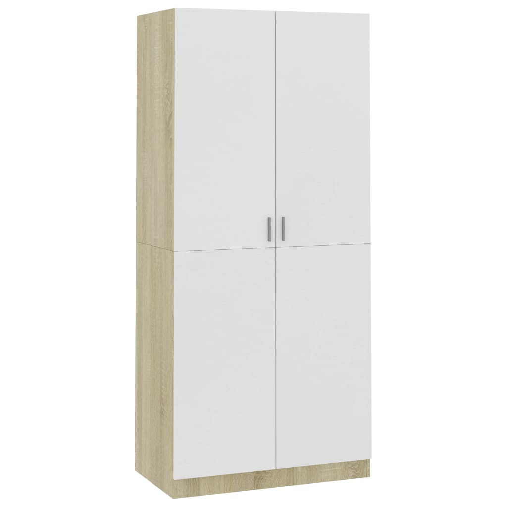 Kleiderschrank Weiß Sonoma-Eiche 90x52x200 cm Holzwerkstoff