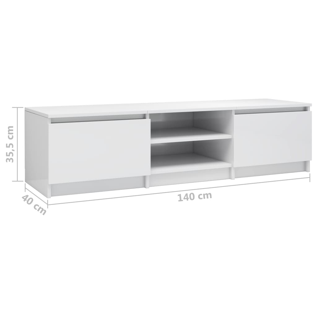 TV-Schrank Hochglanz-Weiß 140x40x35,5 cm Holzwerkstoff