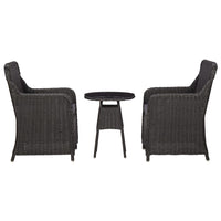 Thumbnail for 3-tlg. Garten-Bistro-Set mit Auflagen Poly Rattan Schwarz