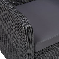 Thumbnail for 3-tlg. Garten-Bistro-Set mit Auflagen Poly Rattan Schwarz