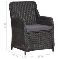 Thumbnail for 3-tlg. Garten-Bistro-Set mit Auflagen Poly Rattan Schwarz