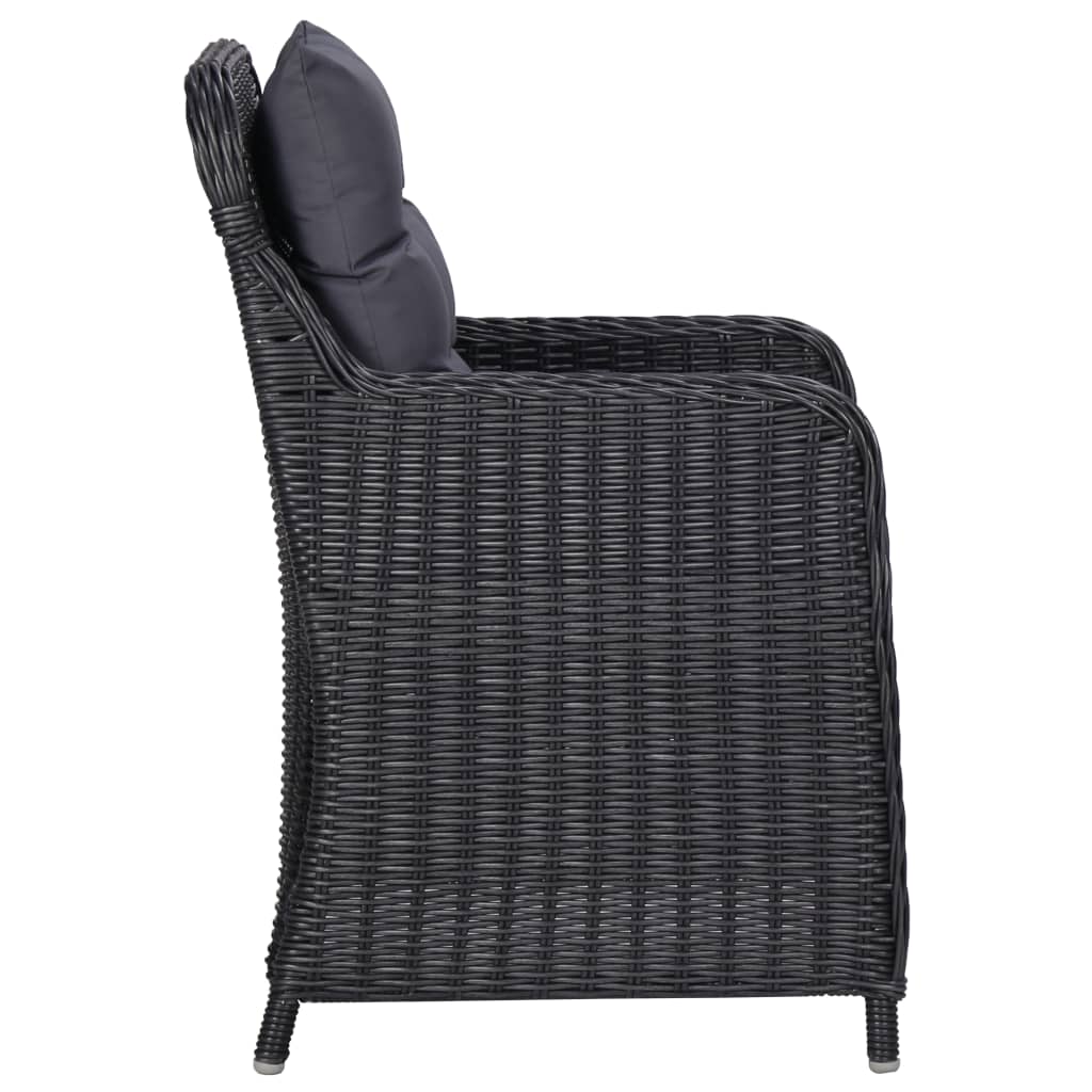 Gartenstühle 2 Stk. mit Teetisch Poly Rattan Schwarz