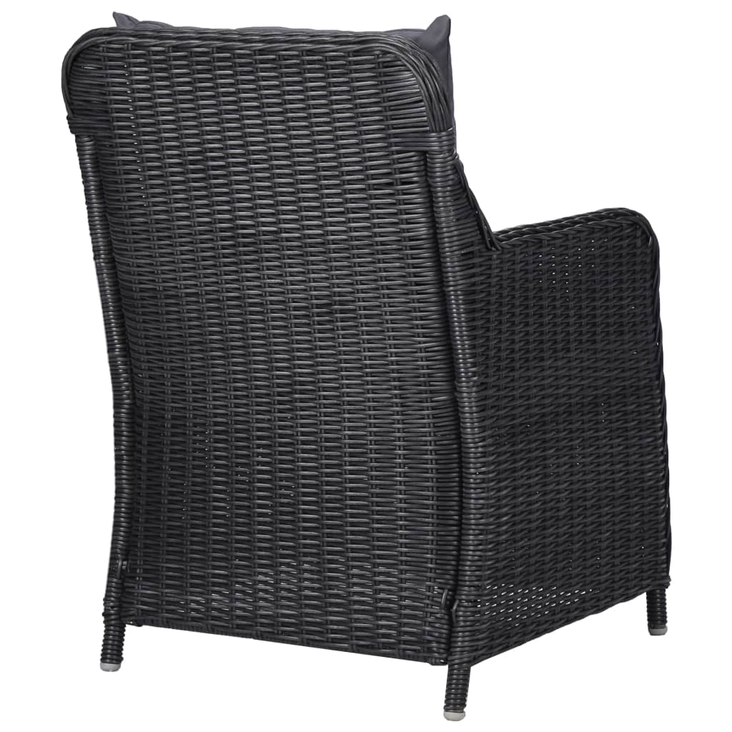 Gartenstühle 2 Stk. mit Teetisch Poly Rattan Schwarz