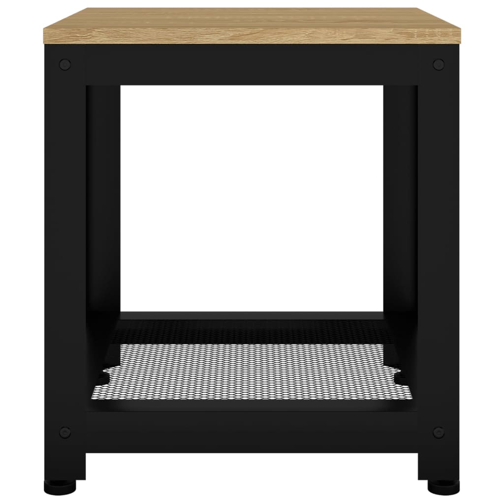 Beistelltisch Hellbraun und Schwarz 40x40x45 cm MDF und Eisen
