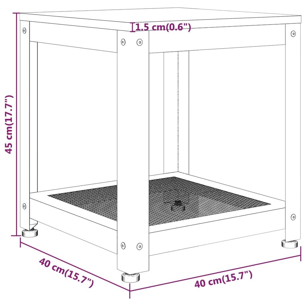 Beistelltisch Dunkelbraun und Schwarz 40x40x45 cm MDF und Eisen