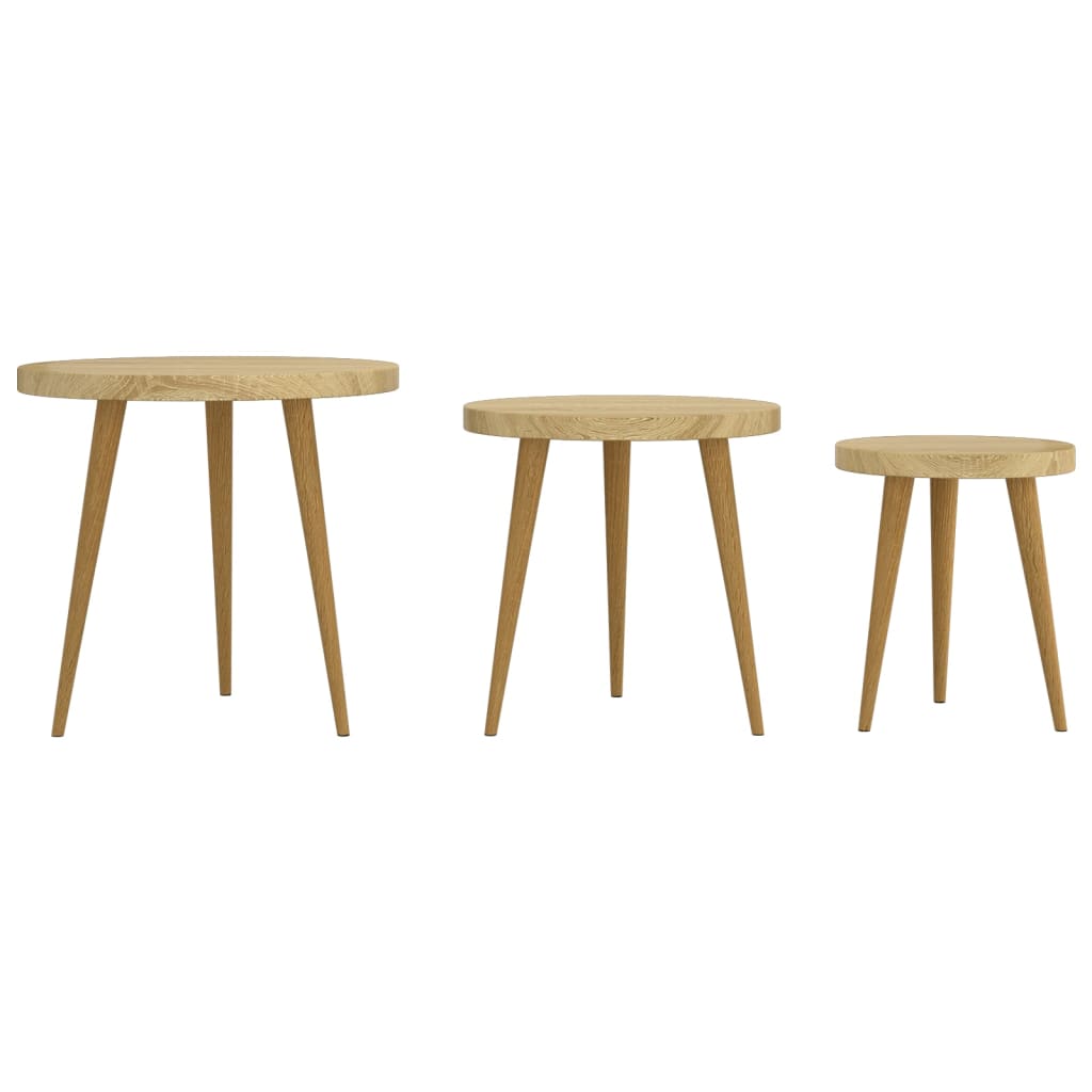3-tlg. Beistelltisch-Set Hellbraun MDF und Eisen