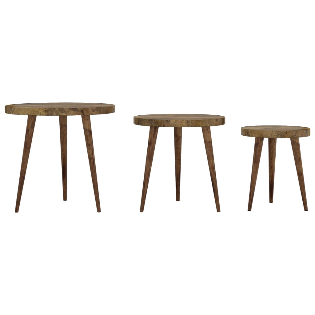 3-tlg. Beistelltisch-Set Dunkelbraun MDF und Eisen