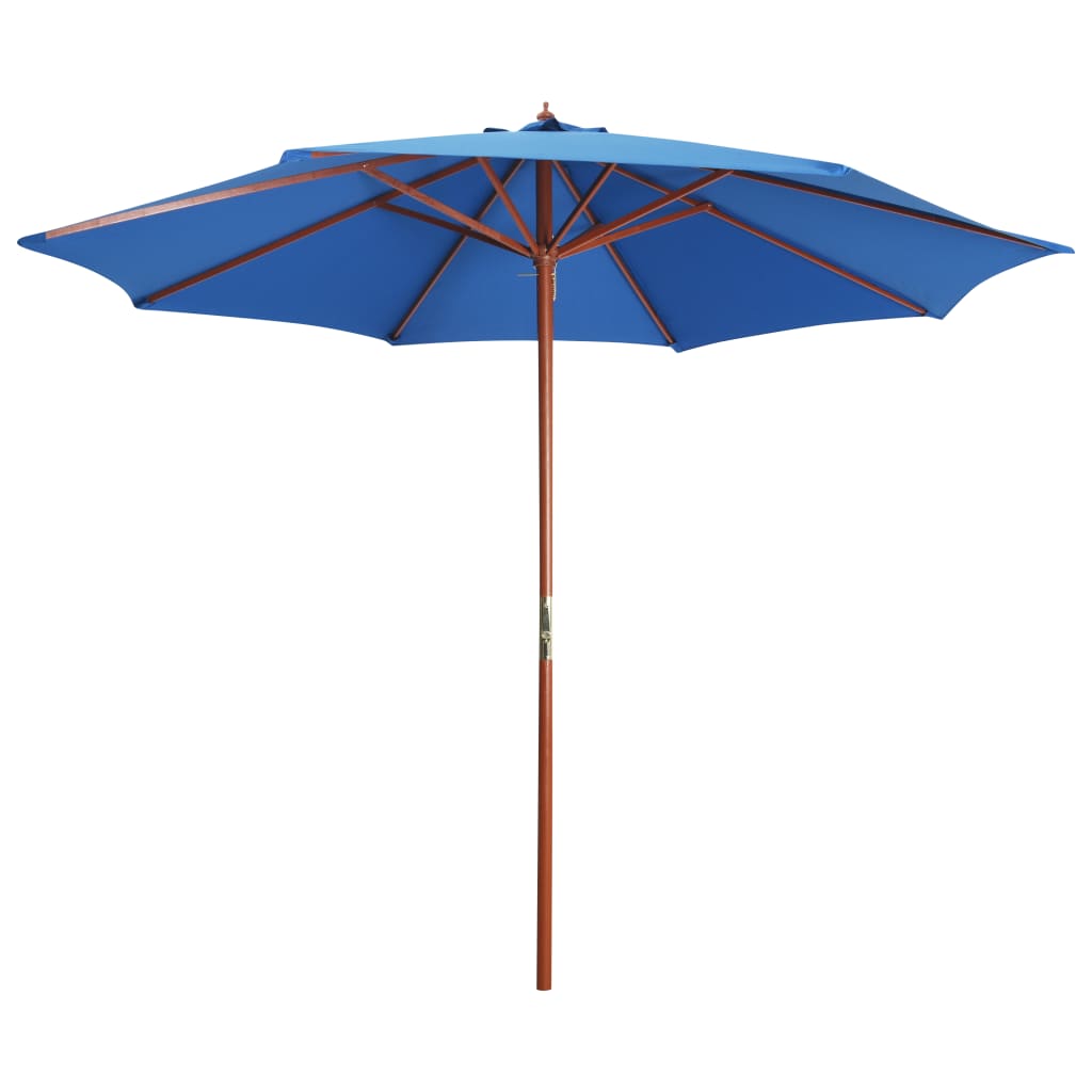 Sonnenschirm mit Holz-Mast 300 x 258 cm Blau