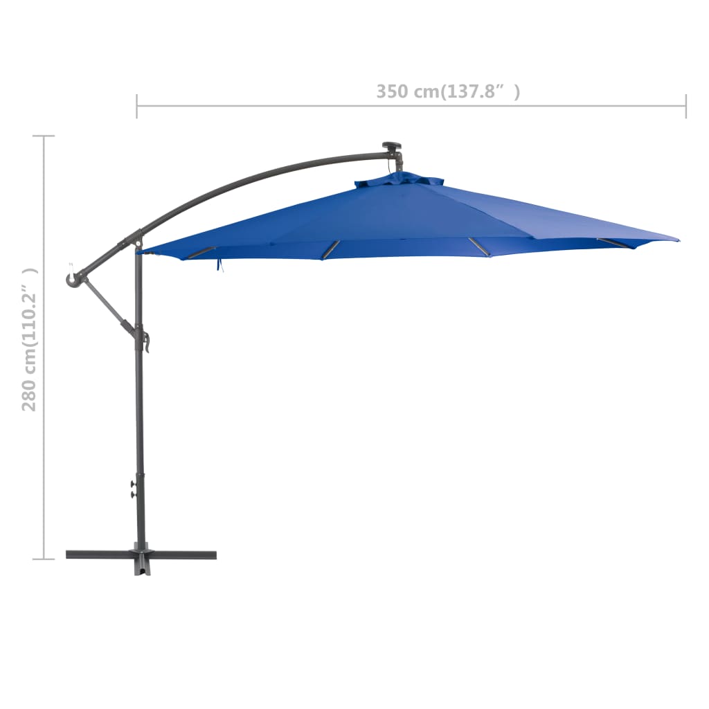 Ampelschirm mit Alu-Mast 350 cm Blau