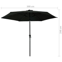 Thumbnail for Sonnenschirm mit LED-Leuchten und Stahlmast 300 cm Schwarz