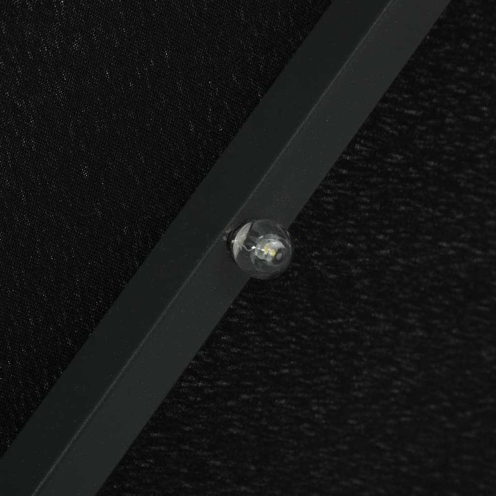 Ampelschirm mit LED-Leuchten und Stahlmast 300 cm Schwarz