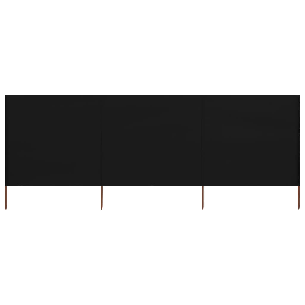 3-teiliges Windschutzgewebe 400 x 120 cm Schwarz