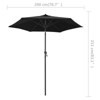 Thumbnail for Sonnenschirm Schwarz 200 x 211 cm Aluminium