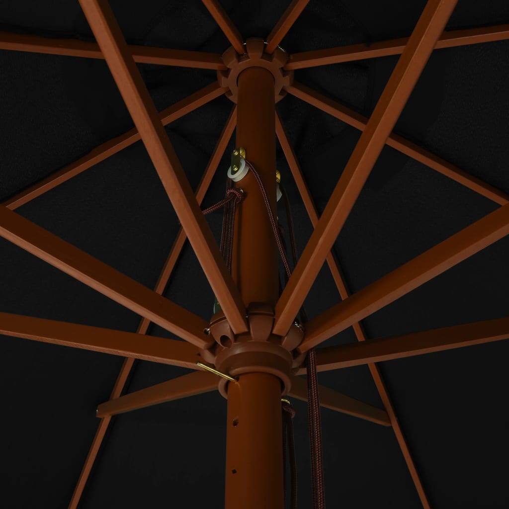 Sonnenschirm mit Holzmast 330 cm Schwarz