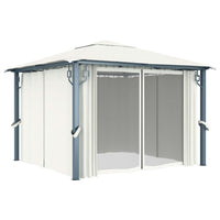 Thumbnail for Pavillon mit Vorhängen 300 x 300 cm Creme Aluminium