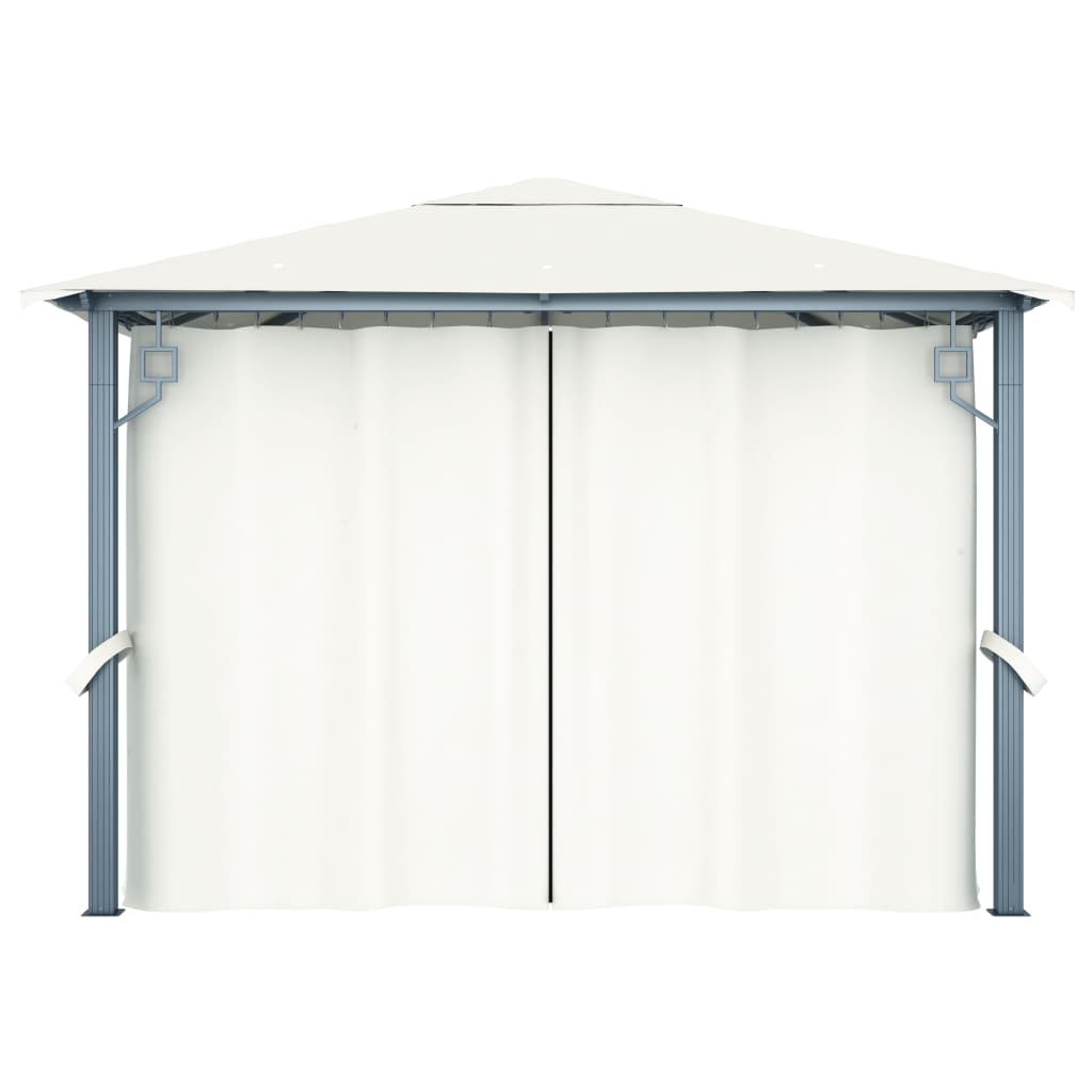 Pavillon mit Vorhängen 300 x 300 cm Creme Aluminium