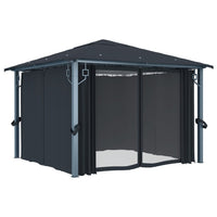 Thumbnail for Pavillon mit Vorhängen 300×300 cm Anthrazit Aluminium