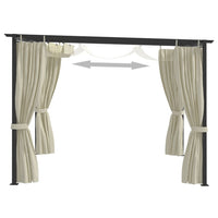 Thumbnail for Pavillon mit Vorhängen 3 x 3 m Creme Stahl