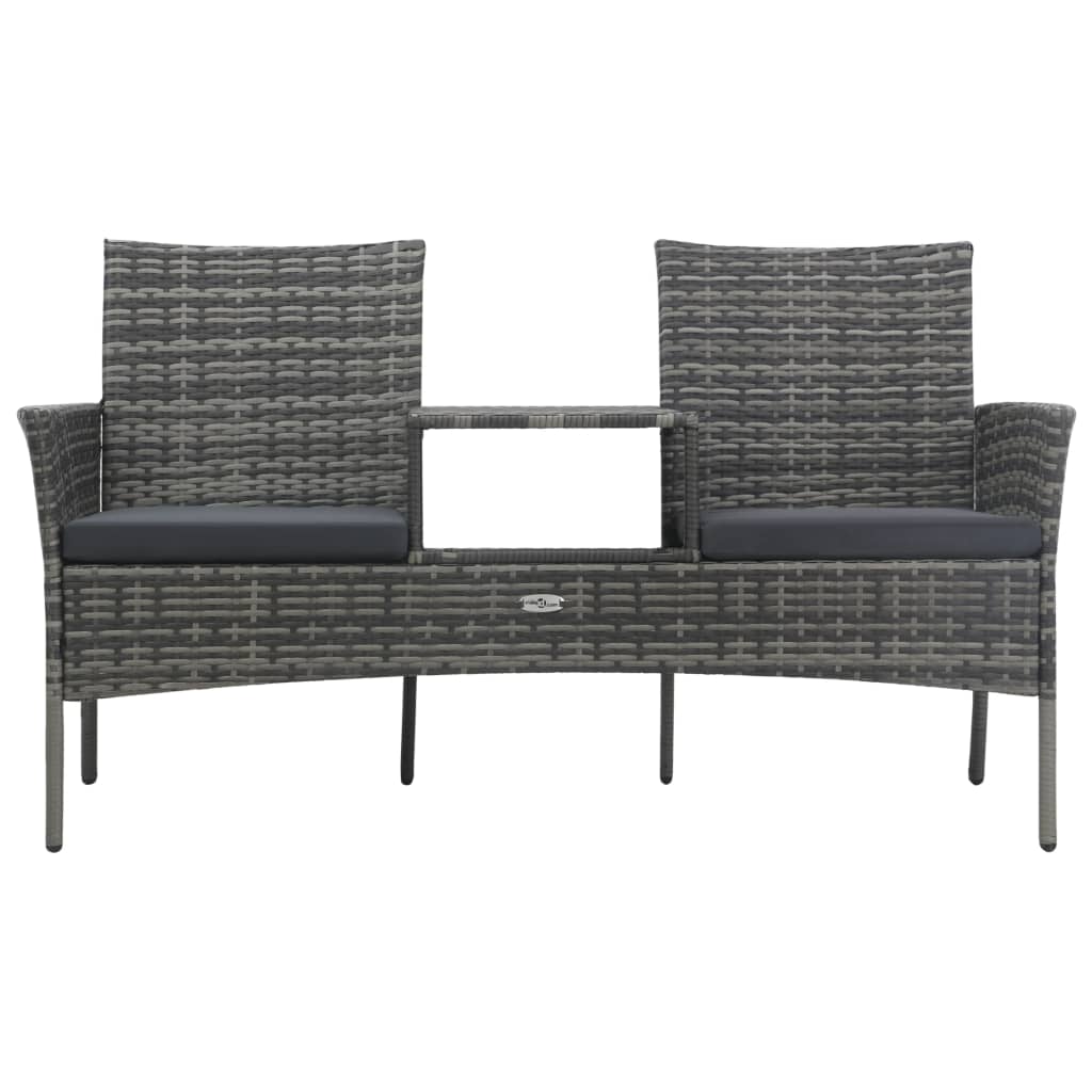 2-Sitzer-Gartensofa mit Teetisch Poly Rattan Anthrazit