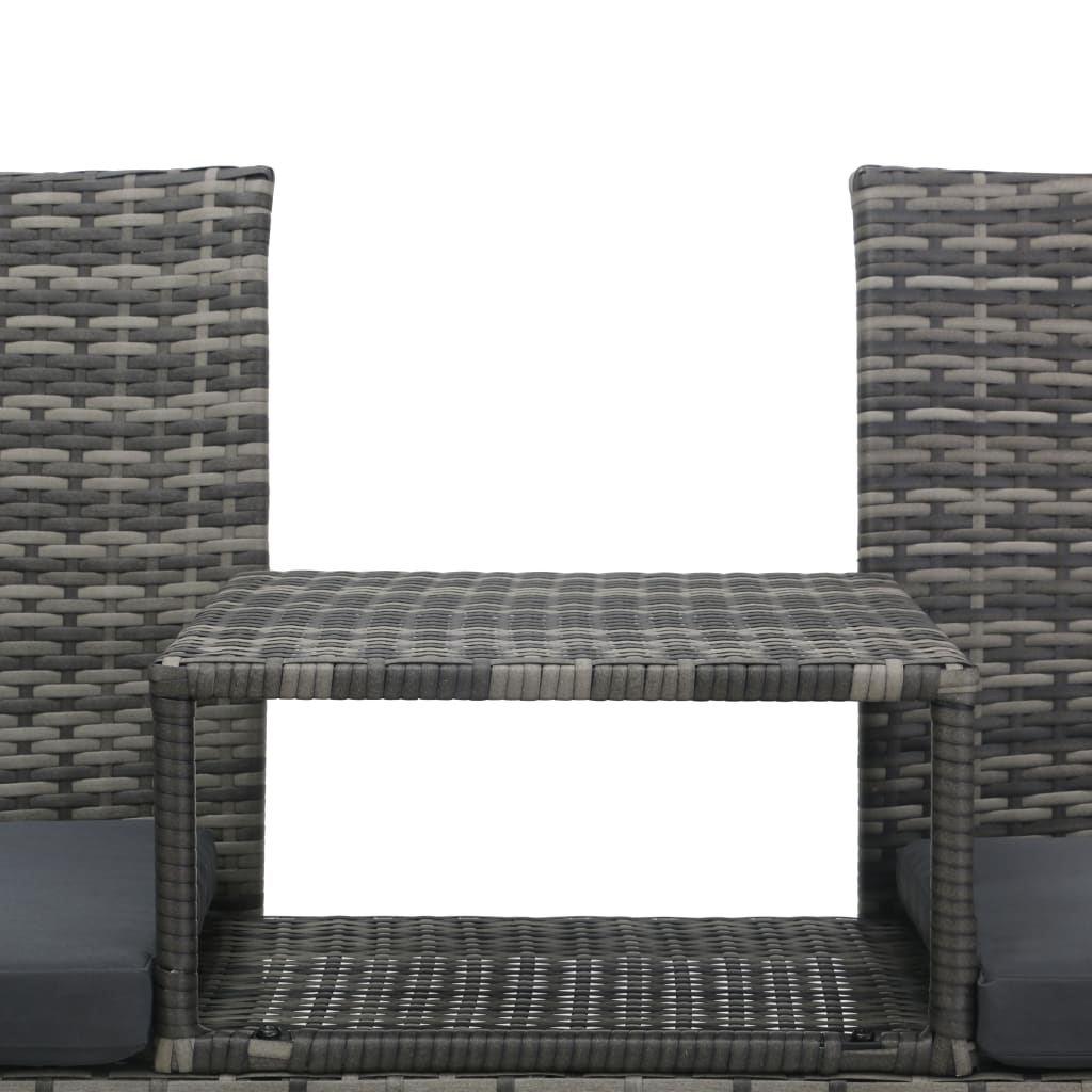 2-Sitzer-Gartensofa mit Teetisch Poly Rattan Anthrazit