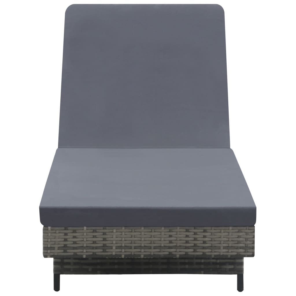 Sonnenliege mit Rollen und Auflage Poly Rattan Anthrazitgrau