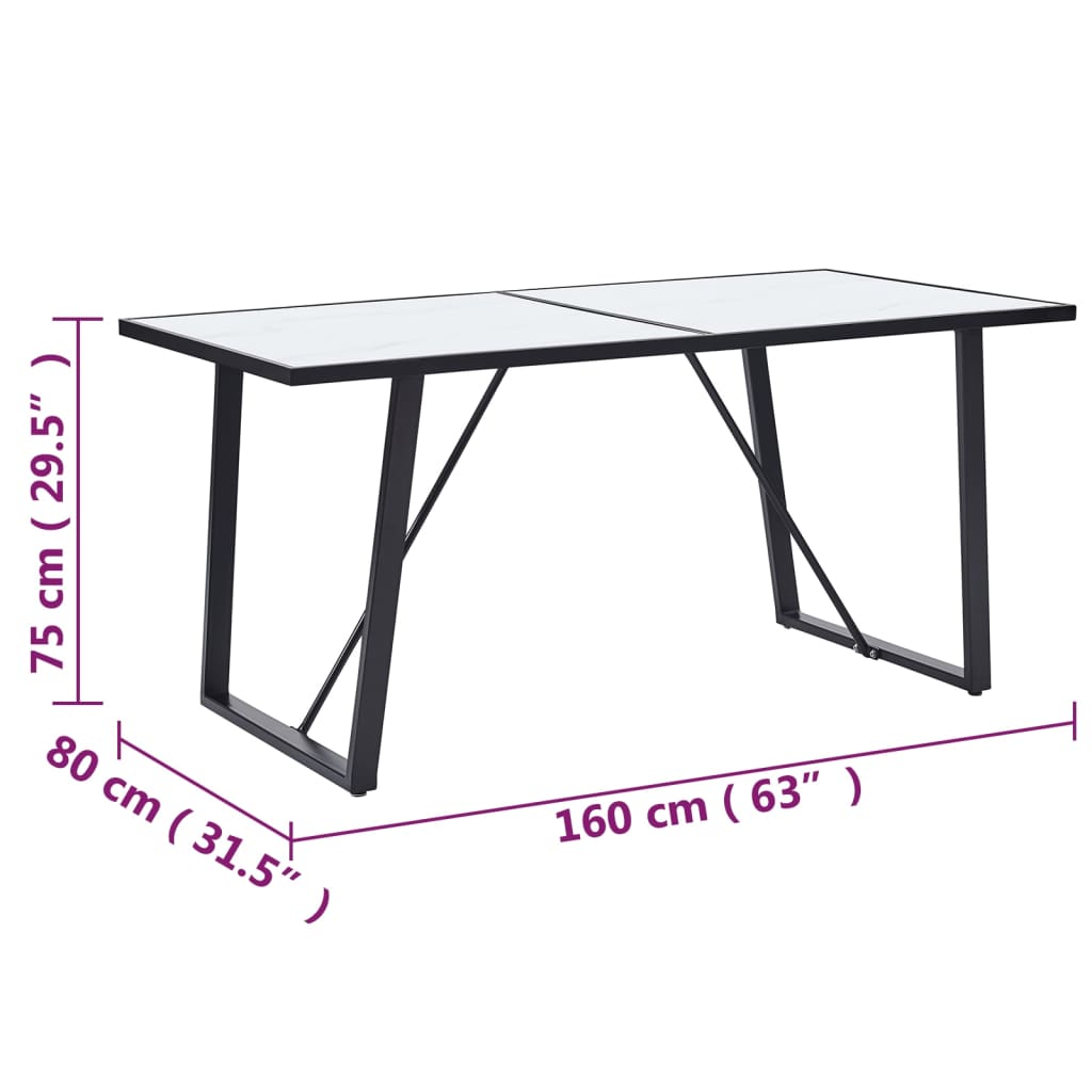 Esstisch Weiß 160 x 80 x 75 cm Hartglas