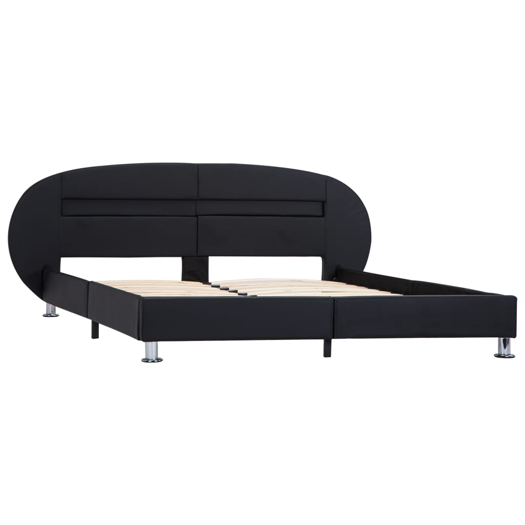 Bettgestell mit LED Schwarz Kunstleder 140x200 cm