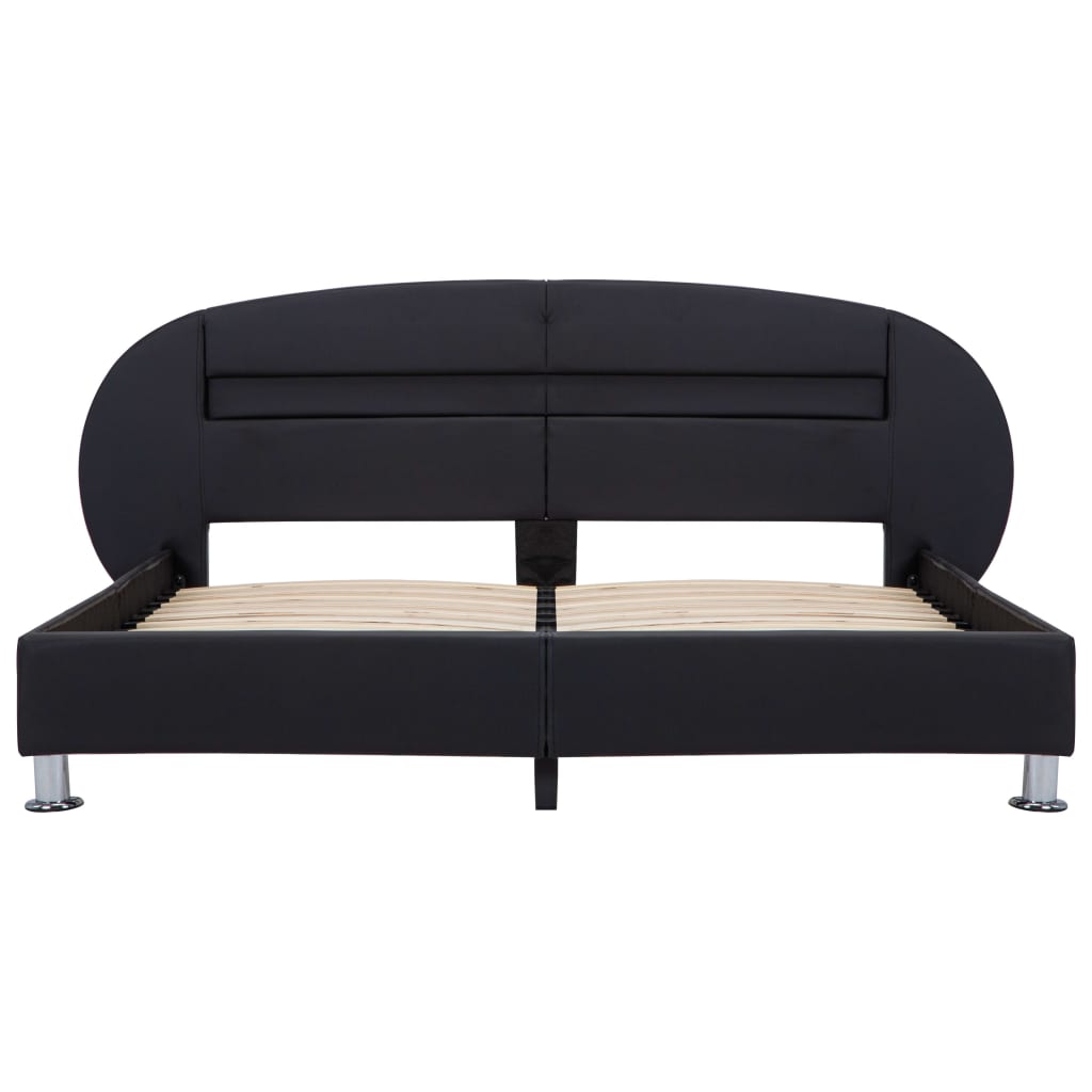 Bettgestell mit LED Schwarz Kunstleder 140x200 cm