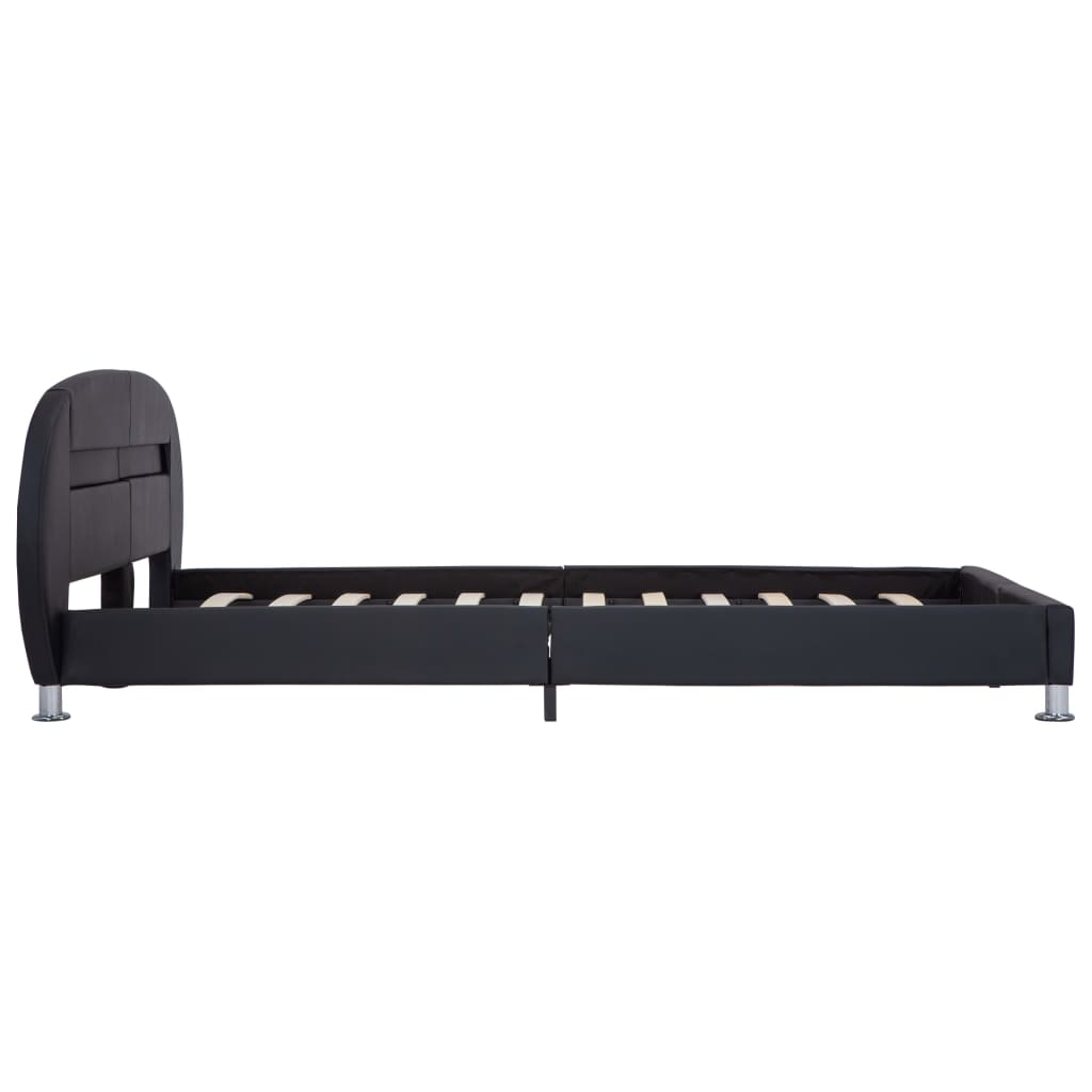 Bettgestell mit LED Schwarz Kunstleder 140x200 cm