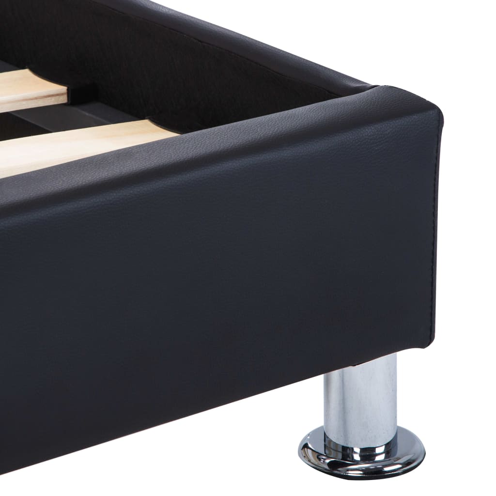 Bettgestell mit LED Schwarz Kunstleder 140x200 cm