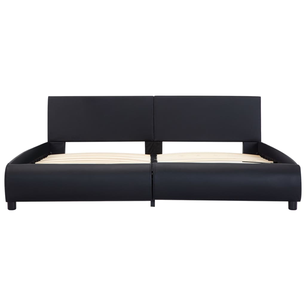 Bettgestell Schwarz Kunstleder 180 x 200 cm