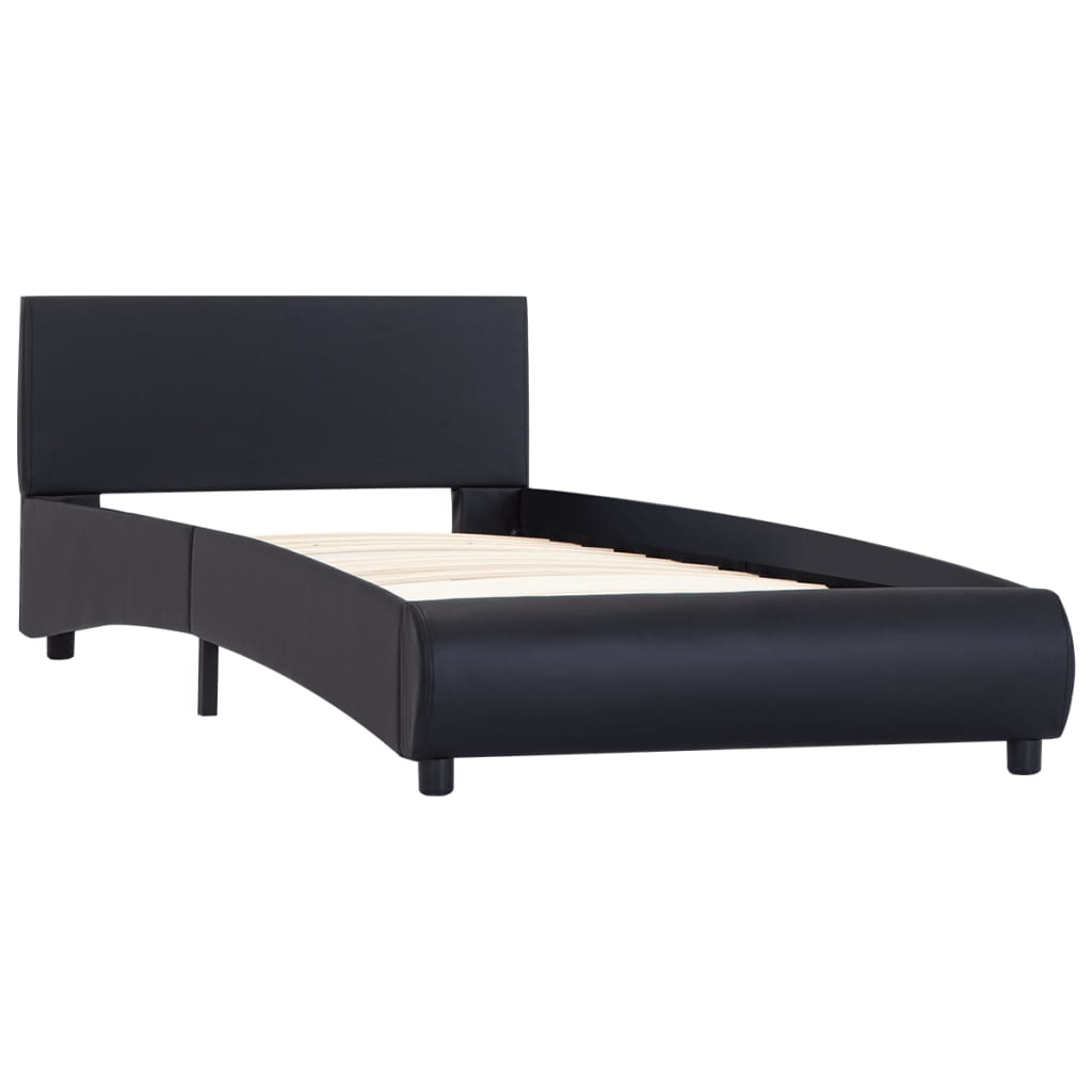 Bettgestell mit LED Schwarz Kunstleder 90 x 200 cm