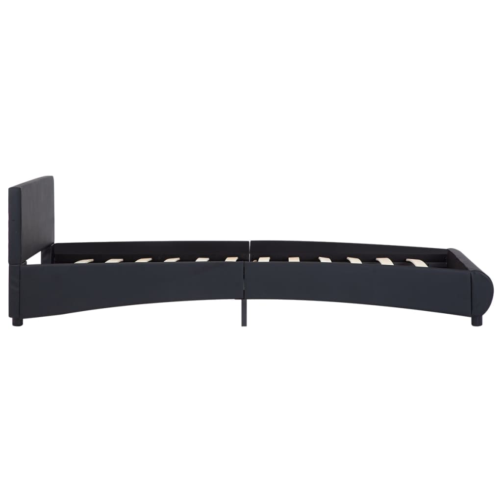Bettgestell mit LED Schwarz Kunstleder 90 x 200 cm