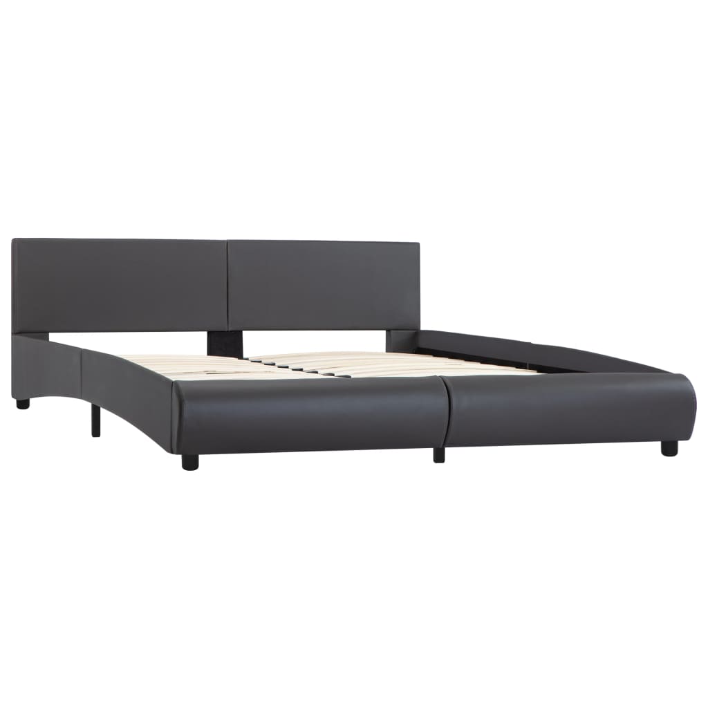 Bettgestell mit LED Grau Kunstleder 180 x 200 cm