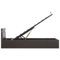 Thumbnail for Bett mit Bettkasten Hydraulisch LED Grau Kunstleder 100x200 cm