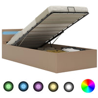 Thumbnail for Stauraumbett mit LED Cappuccino-Braun Kunstleder 100×200cm