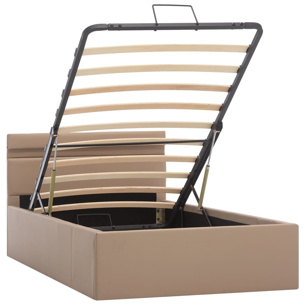 Stauraumbett mit LED Cappuccino-Braun Kunstleder 100×200cm