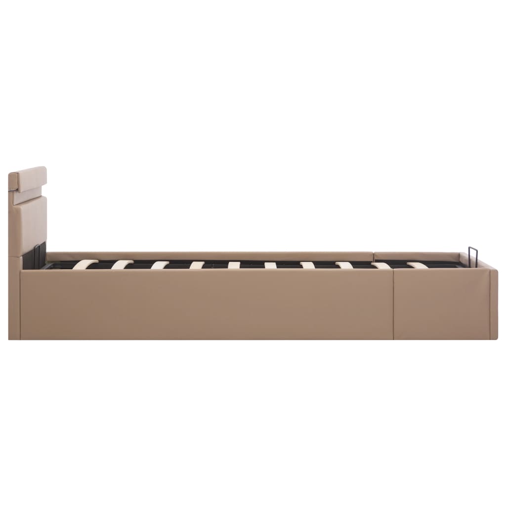 Stauraumbett mit LED Cappuccino-Braun Kunstleder 100×200cm